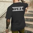 「Yume」ヘボン式「ゆめ」「ユメ」下の名前 ローマ字 名入れ 名乗り ラテン文字 綴り メンズTシャツ バックプリント 彼への贈り物