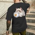 おさるのラグドール 猫と金魚 メンズTシャツ バックプリント 彼への贈り物