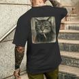 おもしろい 悲しい猫 喫煙 タバコ ミーム 恋人 墨絵 日本語 メンズTシャツ バックプリント 彼への贈り物