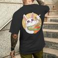 かわいい ウサギ 食べる ラーメン 漫画 カワイイ 食べ物 好き メンズTシャツ バックプリント 彼への贈り物