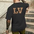 かわいい 文字 Lv イニシャル 名前 ヒョウ チーター動物 長袖tシャツ メンズTシャツ バックプリント 彼への贈り物