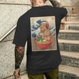 かわいい かわいい 日本人 ゲーマー 面白い ラーメン レトロ カピバラ メンズTシャツ バックプリント 彼への贈り物