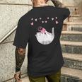 かわいい毛糸の猫はけん玉ハートを弾く メンズTシャツ バックプリント 彼への贈り物