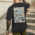 かゑるづくし 擬人化された蛙が 歌川国芳 日本の侍カエル 日本の伝統芸術 浮世絵 ヴィンテージの美学 メンズTシャツ バックプリント 彼への贈り物