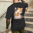 わがまま猫 ピザねこ ラーメン好き かわいい おもしろ マンガ メンズTシャツ バックプリント 彼への贈り物