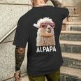 アルパカ・パパ・アルパパ・ラマ・パパ・アルパカ・パパ・ワーター・ワンダリングalpapa メンズTシャツ バックプリント 彼への贈り物