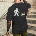 イエティウォーキングパピヨンクリプトゾロジー犬 メンズTシャツ バックプリント 彼への贈り物