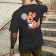 カンガルー かわいい ラケット スポーツ テニス プレイ 動物 キャラクター キュート メンズTシャツ バックプリント 彼への贈り物