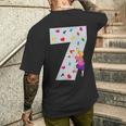 キッズ 7歳の誕生日パーティーケーキクライマークライムボルダリング メンズTシャツ バックプリント 彼への贈り物