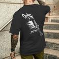 クラリネットを弾く猫 面白い猫ミュージシャン クラリネット教師 メンズTシャツ バックプリント 彼への贈り物