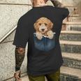 ゴールデンドゥードル 子犬 バッグ かわいい 犬 メンズTシャツ バックプリント 彼への贈り物