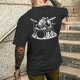 シュナウザー ドラムを弾く ドラマー 犬好き メンズTシャツ バックプリント 彼への贈り物