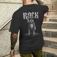 シュナウザー ロックミュージック レトロ ヴィンテージ 犬好き メンズTシャツ バックプリント 彼への贈り物
