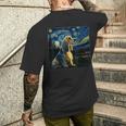 シュルレアリスム 星月夜 イングリッシュコッカースパニエル犬 メンズTシャツ バックプリント 彼への贈り物