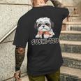シーズー寿司 すしーず 犬 おもしろい しーず 寿司好き犬 メンズTシャツ バックプリント 彼への贈り物
