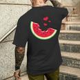 スイカ スライス メロン 夏休み シーズン フルーツ愛好家 メンズTシャツ バックプリント 彼への贈り物