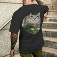 スイカ猫ミーム メンズTシャツ バックプリント 彼への贈り物