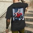セクシーガールグラフィックtシャツ セクシーなブロンドガール&レッドストリートバイク メンズTシャツ バックプリント 彼への贈り物