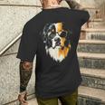 セントバーナード 犬 グラフィック ペット アートワーク セントバーナード メンズTシャツ バックプリント 彼への贈り物