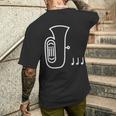 チューバ 楽器 吹奏楽 オーケストラ シンプル 音楽 メンズTシャツ バックプリント 彼への贈り物