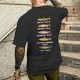 トラウトの種類 魚種おかしな釣り メンズTシャツ バックプリント 彼への贈り物
