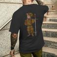 ドイツ ランドスケニヒト猫 ルネサンス ツヴァイハンダー 剣 Hema メンズTシャツ バックプリント 彼への贈り物