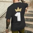 ナンバーワン 王冠 1年 1周年 メンズTシャツ バックプリント 彼への贈り物