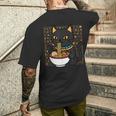 バストキャット ラーメン エジプト エジプト神話 女神バステット メンズTシャツ バックプリント 彼への贈り物