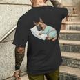 パジャマで寝ているかわいいベルギーのマリノア犬就寝アート 長袖tシャツ メンズTシャツ バックプリント 彼への贈り物