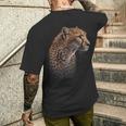 ヒョウチーター 虎 ヒョウの顔 ライオン 猫 メンズTシャツ バックプリント 彼への贈り物