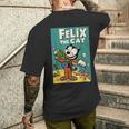フェリックス・ザ・キャット・ムーン・ドリーマー レトロ1920年代天体アニメーション メンズTシャツ バックプリント 彼への贈り物