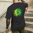 ブラジルの旗が付いたブラジルのバレーボール メンズTシャツ バックプリント 彼への贈り物
