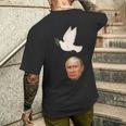 プーチンの頭に平和の鳩の糞、世界は平和を望んでいる メンズTシャツ バックプリント 彼への贈り物