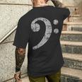 ベースト音記号ヴィンテージグレー ベースシスト低音プレーヤー 長袖tシャツ メンズTシャツ バックプリント 彼への贈り物