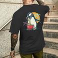 ペンギン食べる ラーメン サングラス アートワーク 和麺 メンズTシャツ バックプリント 彼への贈り物