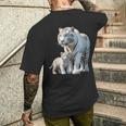 ホワイトタイガー、ネコの動物 メンズTシャツ バックプリント 彼への贈り物