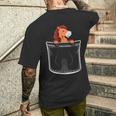 ポケットの中のかわいい馬 メンズTシャツ バックプリント 彼への贈り物