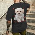 マルチーズ 犬 オーナー ラバー デザイン 子犬 ハート デザイン メンズTシャツ バックプリント 彼への贈り物
