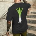 ユーモアリークミニマリスト野菜シンプルなネギ メンズTシャツ バックプリント 彼への贈り物