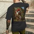 ライオンに襲われたアラブの騎手1850年ウジェーヌ・ドラクロワ メンズTシャツ バックプリント 彼への贈り物