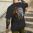 ラスタレゲエミュージックヘッドフォンジャマイカンルーツプライドライオン メンズTシャツ バックプリント 彼への贈り物