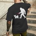 レトロ ビッグフット ウォーキング パピヨン 犬 面白い サスカッチ 長袖tシャツ メンズTシャツ バックプリント 彼への贈り物