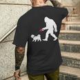 レトロ ビッグフット ウォーキング マルチーズ 犬 面白い サスカッチ 長袖tシャツ メンズTシャツ バックプリント 彼への贈り物