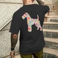 ワイヤーフォックステリア 水彩フラワーデザイン 長袖tシャツ メンズTシャツ バックプリント 彼への贈り物