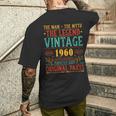 ヴィンテージ 1960 男性用 レトロ 面白い 1960 誕生日 メンズTシャツ バックプリント 彼への贈り物