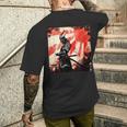 侍 日本のレトロアート 武士道 ヴィンテージ戦士 メンズTシャツ バックプリント 彼への贈り物