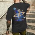 宇宙の土星猫土星ギャラクシー面白い子猫猫の恋人 メンズTシャツ バックプリント 彼への贈り物