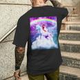 宇宙パグ 雲の上のレインボーユニコーン メンズTシャツ バックプリント 彼への贈り物