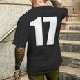 数字 セブンティーン数字 17 プレーンホワイト数字 メンズTシャツ バックプリント 彼への贈り物