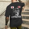 日本昇る日本の太陽旗 パイロット 頭蓋骨 侍 神風 メンズTシャツ バックプリント 彼への贈り物